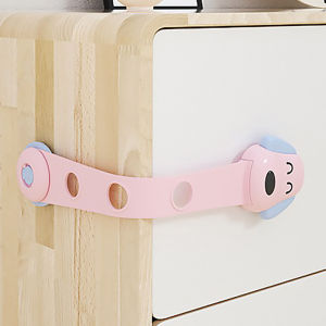HamshMoc 1/4 Pieces Multifunctional Baby Drawer Lock Anti-Pinch Child Refrigerator Toilet Lock Buckle Cabinet Locks Straps Adjustable for Child Kids Protection Household