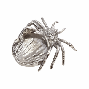 GERDA Vintage Spider Shaped Jewelry Tray Gothic Alloy Crystal Ball Stand Decoration Creative Candle Holder Aroma Holder Tray Halloween Gift