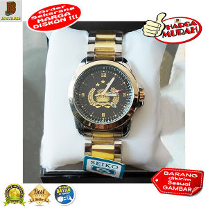 JAM TANGAN PRIA SEIKO JAM SOUVENIR HADIAH KADO POLRI GOLD SILVER Kualitas Bagus Termurah