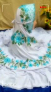Mukena Terusan Dewasa Katun Polino Motif Bordir Bunga Dahlia