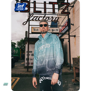 INFLATION brand men youth European and American street culture hip-hop autumn and winter 2021 new cashew flower foam printed letters gradient digital plus fleece hooded sweater