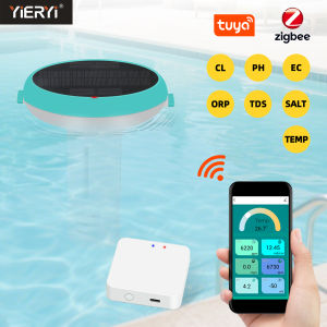 Yieryi เครื่องวัดค่า PH ดิจิตอลอัจฉริยะWiFi 7-In-1 Ph/cl/ec/ec/orp/tds/salinity/temp Pool อุปกรณ์ทดสอบคลอรีนสำหรับสระว่ายน้ำตู้ปลาพิพิธภัณฑ์สัตว์น้ำอ่างน้ำร้อนสปา