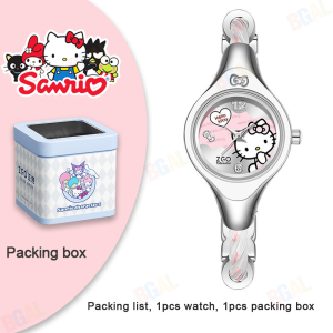 (With Box/25mm)100% Authentic Sanrio Hello Kitty Watch for Kids Girls Quartz Watch Waterproof Stainless Steel Strap Shockproof Birthday Gift 2192