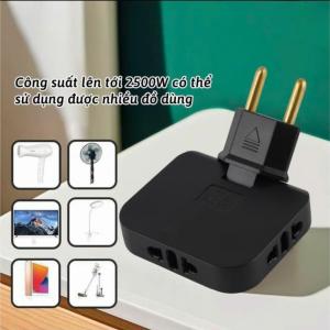 Ổ CẮM CHUYỂN ĐỔI MINI COMBO 2 CÁI 3IN1 XOAY 180 ĐỘ – BỘ CHIA 1 RA 3 NHỎ GỌN 3 MÀU 2500W