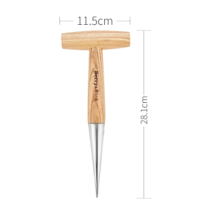 Berry & Bird Stainless Steel Hand Dibber - Ergonomic Tool for Precision Planting of Seeds Bulbs and Transplants in Garden Beds and Pots
