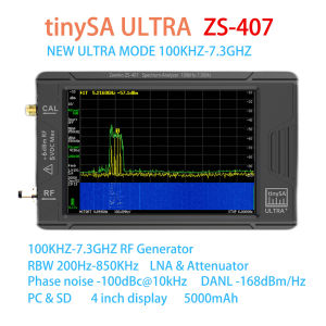 Zeenko ZS-407 Hand held tiny Spectrum yzer tinySA ULTRA PLUS 4" display battery 5000mAh  100K-7.3GHz