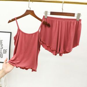 Ready stock)Womens home clothes Pajamas Womens Short Sleeve Pajamas Soft Casual Wear Pajamas Shorts Set M-XXL