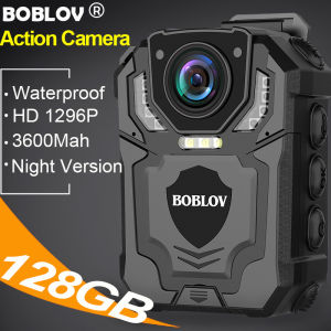BOBLOV T5 Body Camera Mini Sport Action Camera HD 1296P 128GB 3600mAH with Night Vision 140° Lens Waterproof Motion Detect DVR Video Audio Recorder BodyCam Camcorder Wearable Digital Police Camera Motorcycle Dash Cam for Vlogging