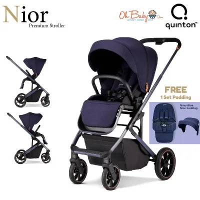 Quinton Nior 2-way Facing Baby Stroller From 0-22kg Bamboo Lining Fabric Magic Clip Harness system and Durable Rubber Wheel Stroller Free 1 Set Padding | Oh Baby Store
