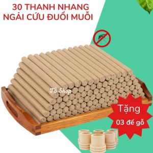 bộ 30 thanh nhang ngải cứu: xông nhà đuổi muỗi giúp bạn giảm stress ngủ ngon hơn mỗi ngày( tặng 3 đễ cắm gỗ )