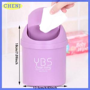 CHENJ Desktop Mini Waste Bin Small Trash Can Household With Bins Desk Storage