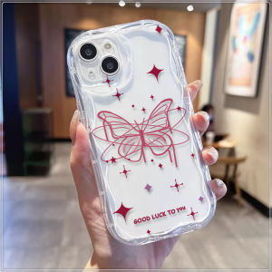 Good Luck Butterfly Compatible for IPhone 15 Plus 11 14 13 12 15 Pro Max XR X XS Max 15 7Plus 8plus Wavy Curved Edge