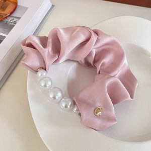 Ikat Rambut Scrunchie Mutiara Wanita Korea Kunciran Satin Silk Elastis Aksesoris Rambut HS KCR26