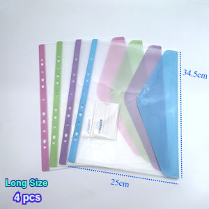 Long/A4 File Bag Loose Leaf Transparent Data Book 11Hole File Organizer Mixed Color Binder Pouch Set