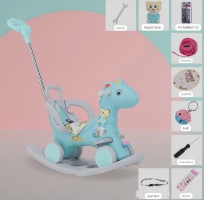 Baby Trojan Horse Rocking Chair Boys and Girls Toy Multifunctional Rocking Horse Dual Music Ride on toy car