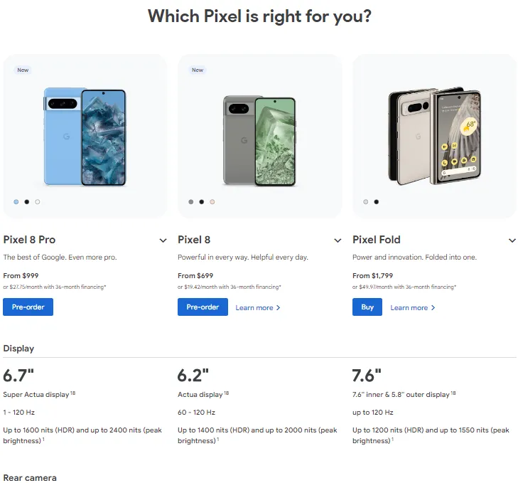 Google pixel 8 pro / Pixel 8 Phone Obsidian Bay 512GB 256GB 128GB