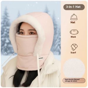 Mũ trùm đầu 3 trong 1 ấm áp mùa đông với mặt nạ và khăn quàng cổ chống gió và cách nhiệt cho các hoạt động ngoài trời