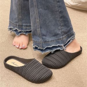 Free Shipping New Thick-Soled Retro Woven Roman-Style Sandals Open-Toe Half-Slipper Design WomenS Shoes For Outdoor Wear Summer Sandals