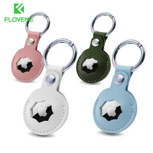 FLOVEME Luxury Leather Protective Case For Airtag With Keychain GPS Anti-lost Tracker Locator Device For Air Tags Accessories