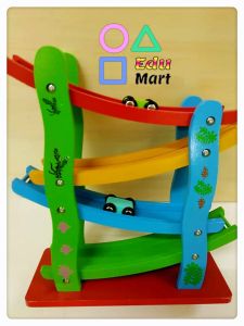 Educational Wooden car slider (Mainan kayu gelangsar kereta)