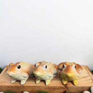 ตุ๊กตาเซรามิคแต่งสวน ตุ๊กตากบ  แต่งบ่อปลา 1ชุด ได้ 3 ตัว ขนาด 3.5 นิ้ว ตุ๊กตาแต่งสวน ตุ๊กตาจัดสวนหย่อม ตัวใหญ่