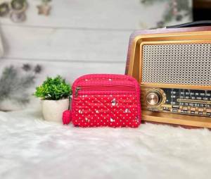 กระเป๋าผ้าแฮนด์เมด โทนสีแดง รุ่นปอคำ สูง4นิ้ว ยาว4.5นิ้ว