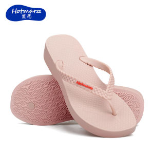 hotmarzz Hotmarzz Solid color wedge flip-flops non-slip high-heeled slippers for outdoor wear beach sandals indoor slippers