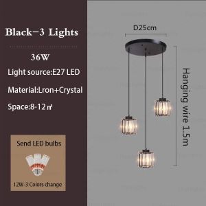 Creative Crystal Dining Room Pendant Light Modern Simple Living Room Lamp Home Bedroom Luxury Light