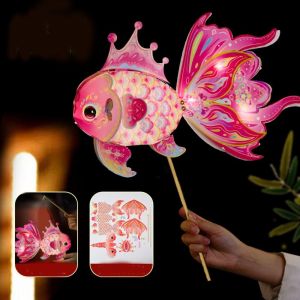 YERZ Handheld Fish Lantern Luminous Ancient Style Handmade Lantern Creative Craft Waterproof Mid-Autumn Festival DIY Lantern Moon Festival