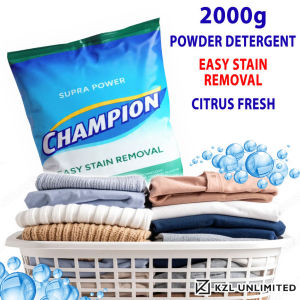 Supra Power Champion Easy Stain Removal Laundry Powder Detergent 2000g(2kg) - Citrus Fresh Scent Hypoallergenic Easy Stain Removal - KZL Unlimited