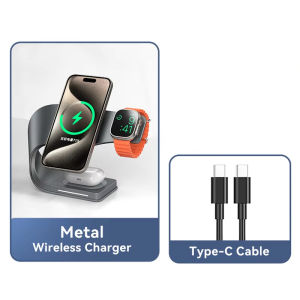 Qi 15W Magnetic Wireless Charger 4 in 1 Metal Shell 15W Fast Charging Station Stand for iPhone 12-17 Mobile Phones Airpods Watch