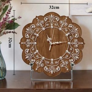 Sacesr Vintage Pearl Wall Clock Living Room Decoration Aesthetic Elegant Wall Clocks Luxury Desktop Silent Clock Interior Ornaments K6R8Z