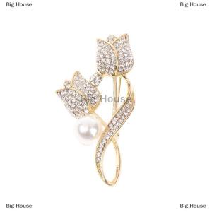 [COD] Big House 1Pc Brooch Rhinestone Tulip Flower Brooch Anti-glare Suit Brooch Collar Pin Jewelry