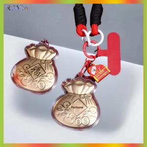 RUASA 2026 màu vàng may mắn Fu Túi pendent Keychain Ba lô quyến rũ trang trí năm mới Quà Tặng điện thoại dây buộc