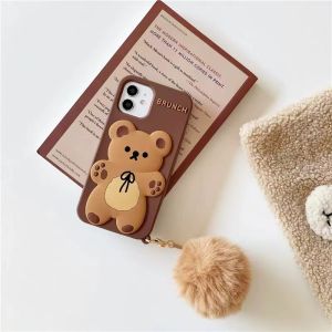 (SG Seller) Cute 3D Bear Phone Case For Apple IPhone 14 / 14 Pro / 14 Pro Max / 15 / 15 Pro Max Phone Cover Soft Bumper Silicone Phone Case-KZ08