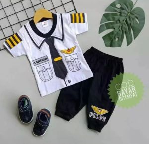 Set Baju Anak Baby Pilot Putih Usia 0-12 Bulan | baju bayi laki laki 0 sampai 6 bulan | baju bayi laki laki 6 sampai 12 bulan