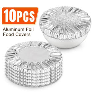 50Pcs Reusable Aluminum Foil Heat Lid Kitchen Meals Heat-Insulating and Fresh-Keeping Cover Microwave Safe Thickened High-Temperature Resistant Foil Food Cover