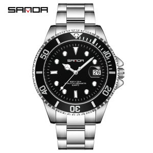 G7 Sanda New Model 7035 Steel Band Calendar Mens Quartz Watch Simple Personality Green Water Ghost Mens Wristwatch Manufacturer Wholesale 7/7