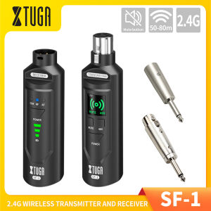 XTUGA SF-1 2.4G Wireless Microphone System Microphone Converter Wireless XLR Transmitter Receiver for Dynamic /48V Phantom Power Condenser Mics Use for Live ShowAudio MixerPA SystemsStudioChurch