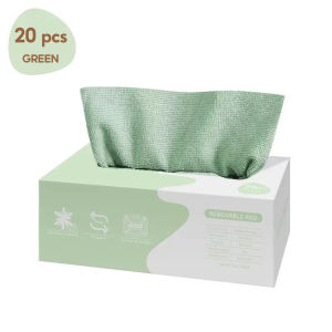 ผ้าไมโครไฟเบอร์ ผ้าทำความสะอาดในครัว ผ้าทำความสะอาดแบบใช้แล้วทิ้ง ผ้าขี้ริ้ว ผ้าซับน้ำได้ดี 1กล่อง20ผืน