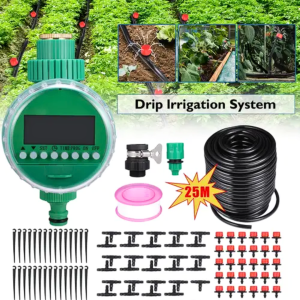 BERGARANSI TaffHOME Alat penyiram tanaman tetes otomatis + Timer LCD Peralatan Set Irigasi Air Taman