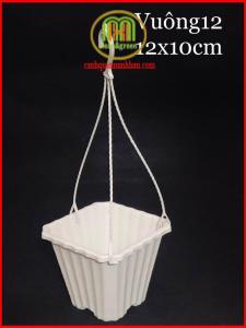 Chậu nhựa treo mini trồng cây hoa giả hình vuông 12x10cm combo 10 cái Minh Hân Garden