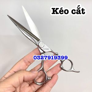 TITAN Kéo cắt tóc cao cấp Nhật 6.0 in Thép S440C Độ cứng 62HRC Màu trắng Thiết kế tay cầm thuận tiện Lưỡi kéo sắc bén Chất liệu không gỉ Giá tốt nhất