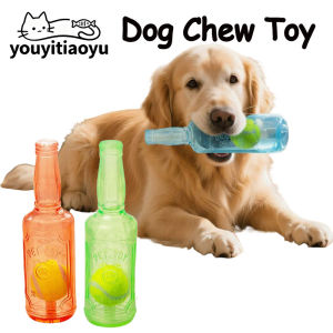 YOUYITIAOYU Dog Chew Toy Beer Bottle with Tennis Ball Anti-Bite Puppy Toy Teeth Cleaning Interactive Dog Toy