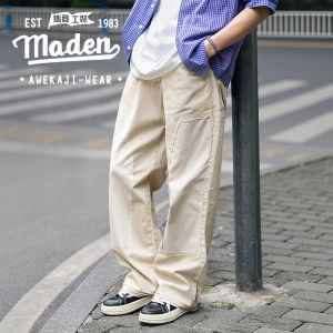 Maden Thương Hiệu 2025 Mùa Hè Phá Hủy phong cách mới Mực đổ Lỏng trắng như gạo Jeans Retro Giản Dị ống thẳng nhiều túi Lumber Quần Người Đàn Ông