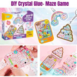 Kids Crystal Resin Glue DIY Maze Game Keychain Activity Craft Set - Educational Toy Children’s Day gift for kids