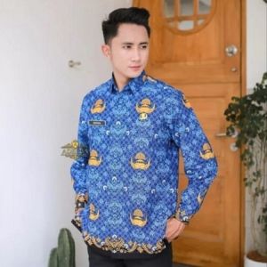 Paris 07 Seragam Korpri Pria dan Wanita / Korpri Kerah Biru / Korpri Lengan Panjang Full Puring