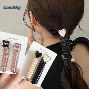 Spiral Hair Tie Girls Solid Color Elastic Telephone Wire Hair Bands Ponytails Hair Accessories