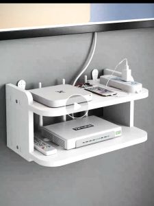 Ready stok in Malayia wifi放墙壁电视挂墙上机顶盒路由器放置架置物收纳免打孔托架支架Wifi wall rack wall shelf router rack modem rack wall rak holder space saving shelf