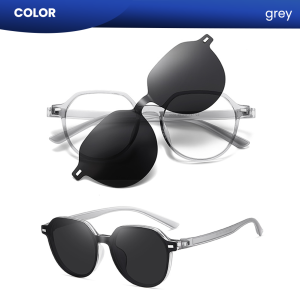 IOOI Eyewear -  Kacamata Bulat Hitam Clip On Sunglasses UV Protection Bisa Minus Pria Wanita 9006